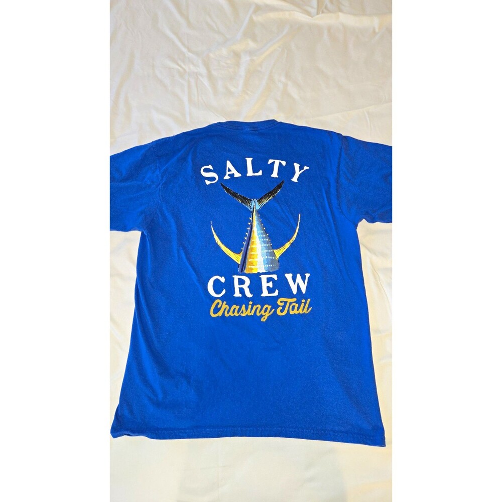 Salty Crew Chasing Tail Blue Double-Sided Fish Graphic Cotton Tee Men's L